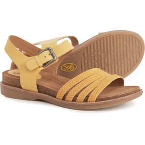 Sofft Bitter Yellow Leather Sandals Ankle Strap Lattice Design 8M Boho Vacation